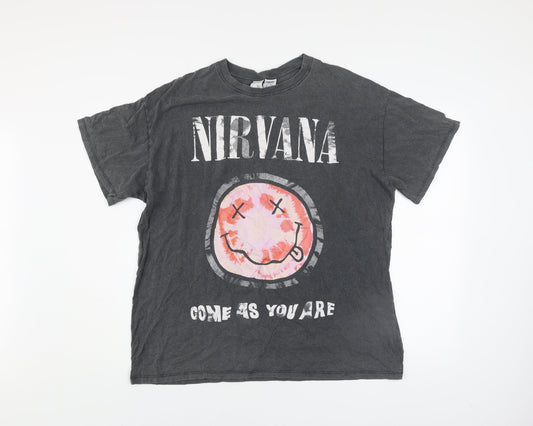 Bershka Women's Black Nirvana Graphic Band T-Shirt Size 12