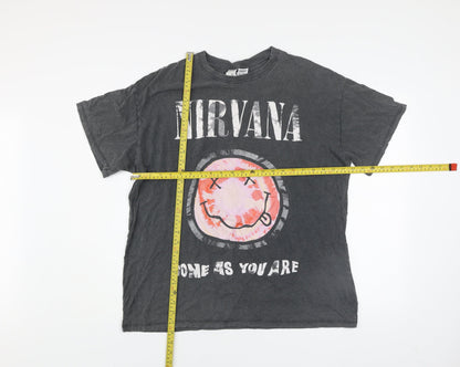 Bershka Women's Black Nirvana Graphic Band T-Shirt Size 12