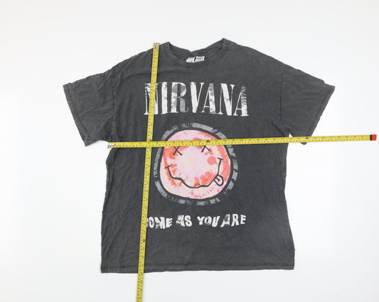 Bershka Women's Black Nirvana Graphic Band T-Shirt Size 12