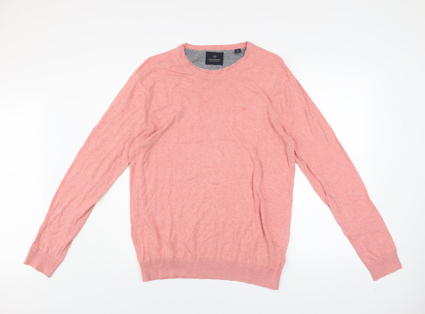Scotch & Soda Men’s Pink Cotton Crew Neck Jumper XL Regular Fit