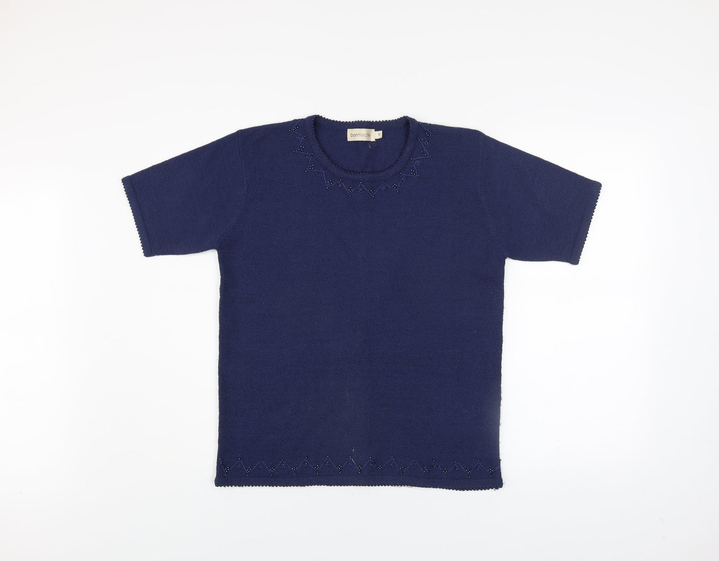 Womens UK Size S Bonmarché Blue Basic T-Shirt
