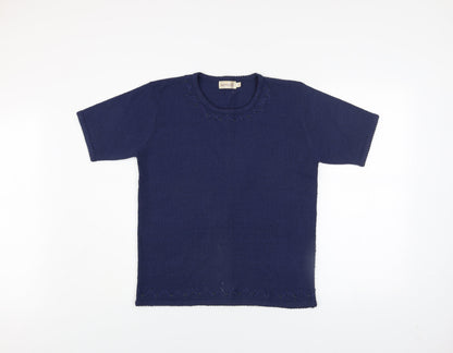 Womens UK Size S Bonmarché Blue Basic T-Shirt