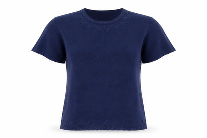 Womens UK Size S Bonmarché Blue Basic T-Shirt