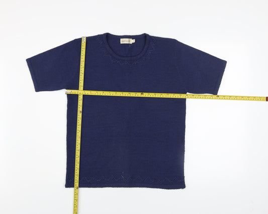 Bonmarché Women's Blue Short Sleeve Knit Beaded T-Shirt Size S