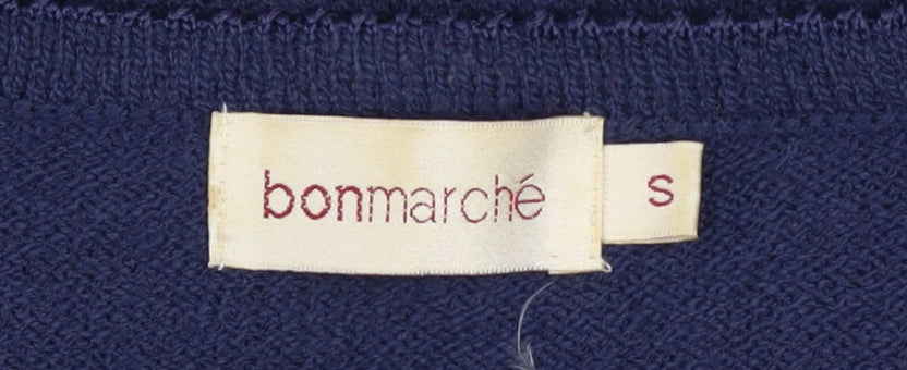 Womens UK Size S Bonmarché Blue Basic T-Shirt