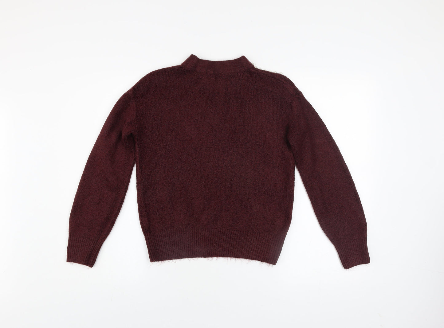 Tu Women’s Red Studded Mock Neck Chunky Knit Jumper Size 8