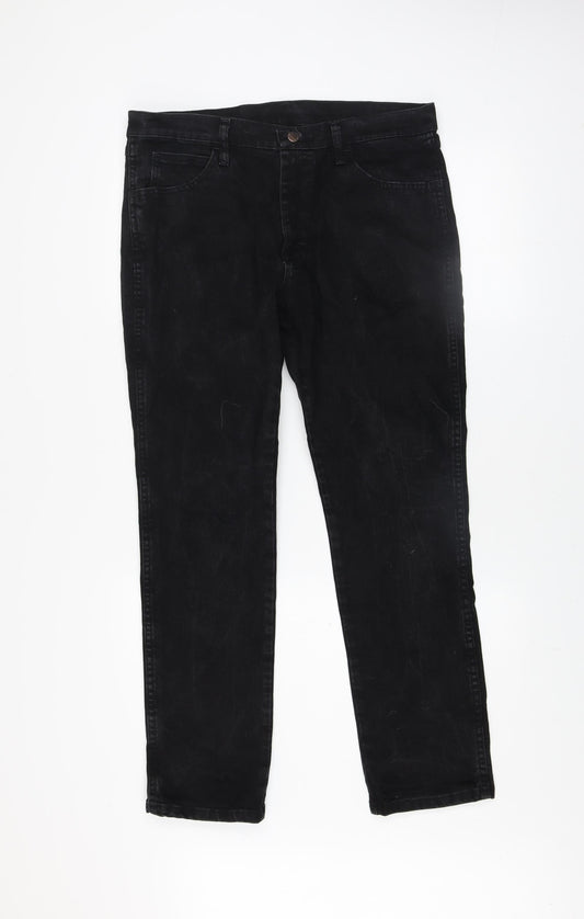 Mens UK Size M Rustler Slim Fit Straight Black Jeans