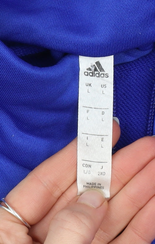 Adidas Men's Blue Track Jacket Size L Athletic Full Zip Sports Top
