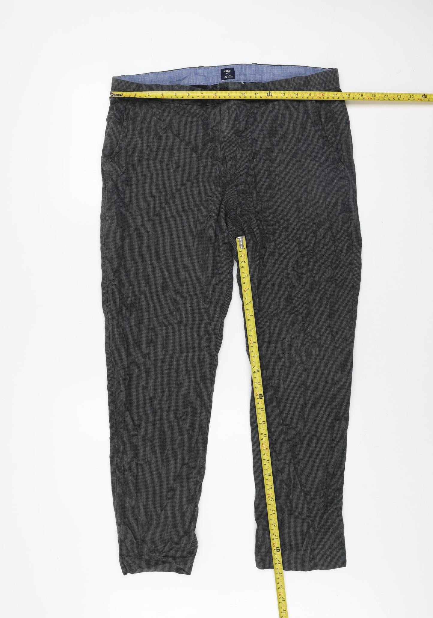 Gap Men's Grey Slim Fit Cotton Chino Trousers 34/30