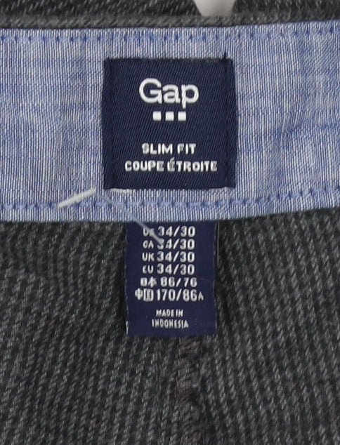 Gap Men's Grey Slim Fit Cotton Chino Trousers 34/30