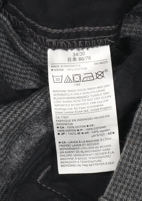 Gap Men's Grey Slim Fit Cotton Chino Trousers 34/30