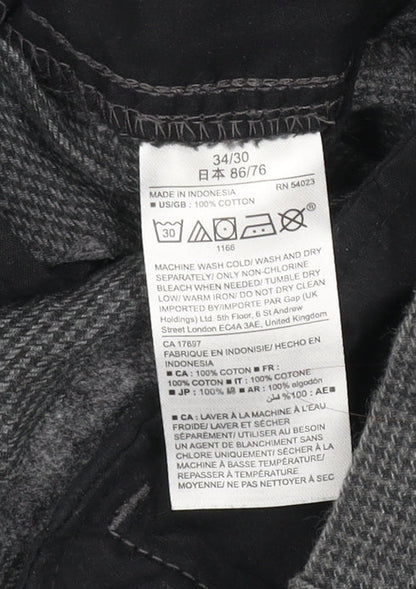 Gap Men's Grey Slim Fit Cotton Chino Trousers 34/30