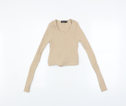 Womens UK Size XS Glassons Beige Cropped Blouse