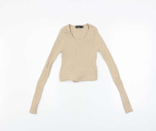Womens UK Size XS Glassons Beige Cropped Blouse