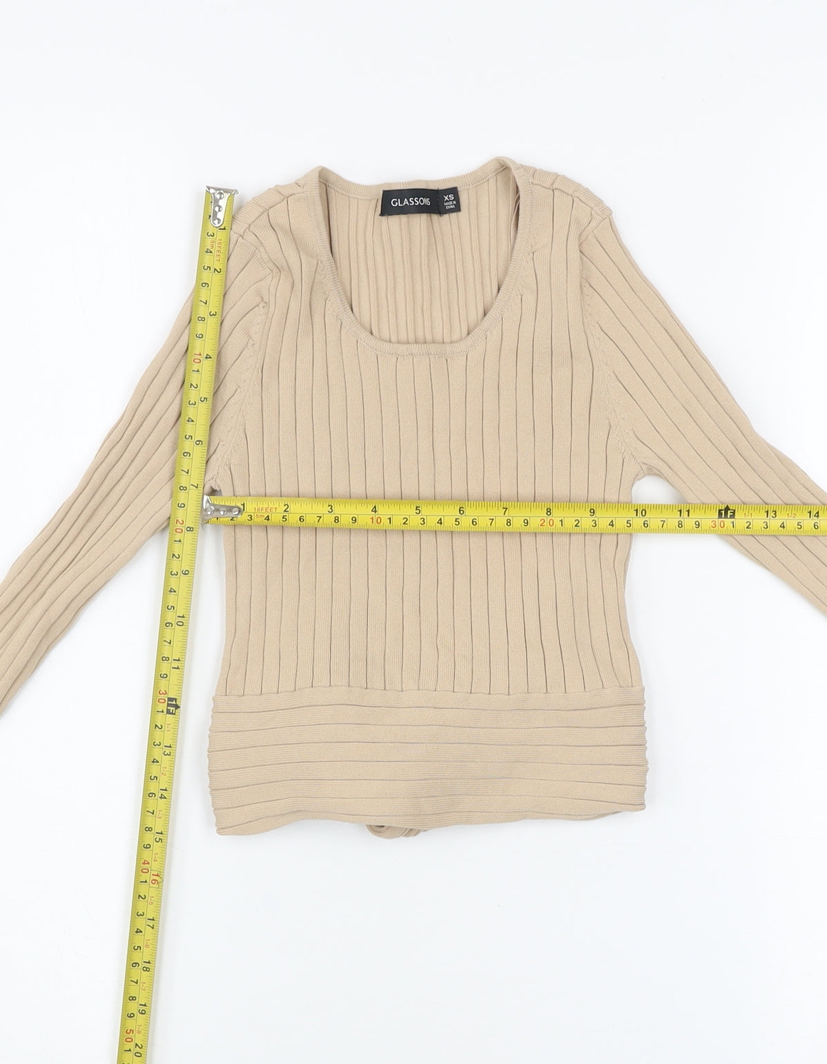 Womens UK Size XS Glassons Beige Cropped Blouse