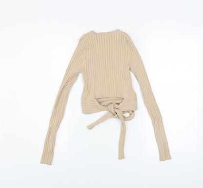 Womens UK Size XS Glassons Beige Cropped Blouse