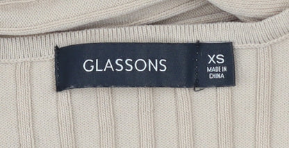 Womens UK Size XS Glassons Beige Cropped Blouse