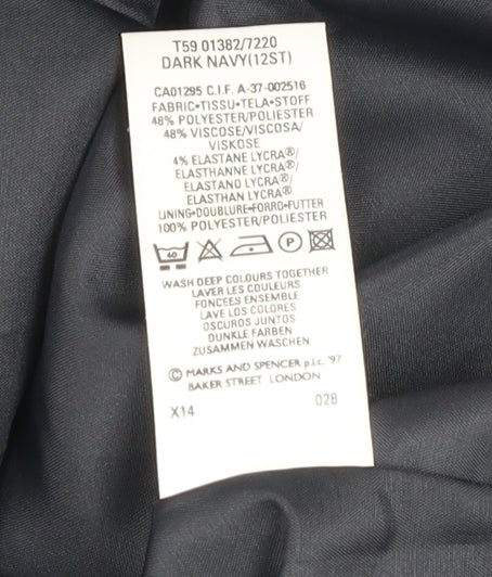 Womens UK Size 12 Marks and Spencer Blue Basic Jacket