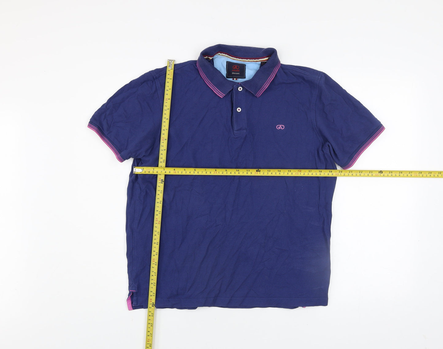 André Jeanswear Men's Blue Cotton Polo Shirt L