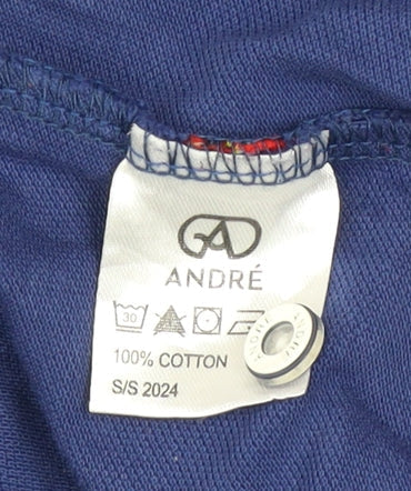 André Jeanswear Men's Blue Cotton Polo Shirt L