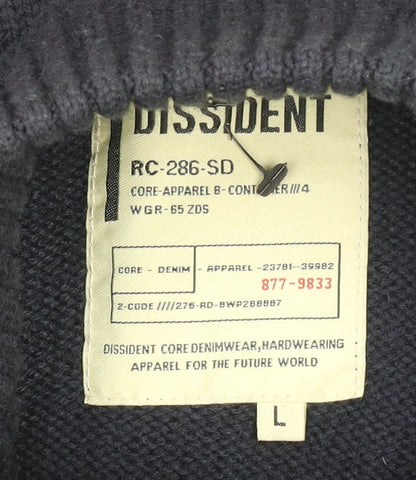 Dissident Men’s Black L Cardigan Jumper High Neck Chunky Knit Wool Blend