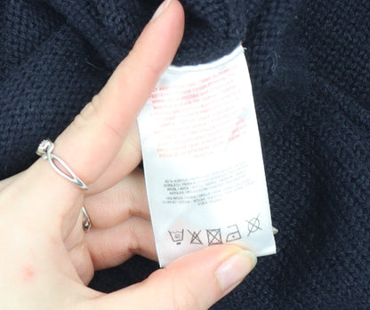 Dissident Men’s Black L Cardigan Jumper High Neck Chunky Knit Wool Blend