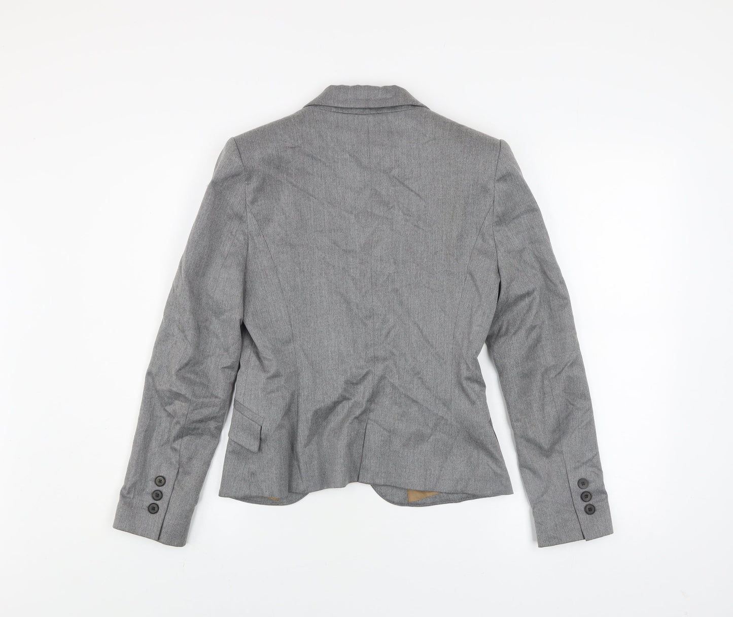 Zara Women Grey Fitted Blazer Size 10 Single-Breasted Work Jacket