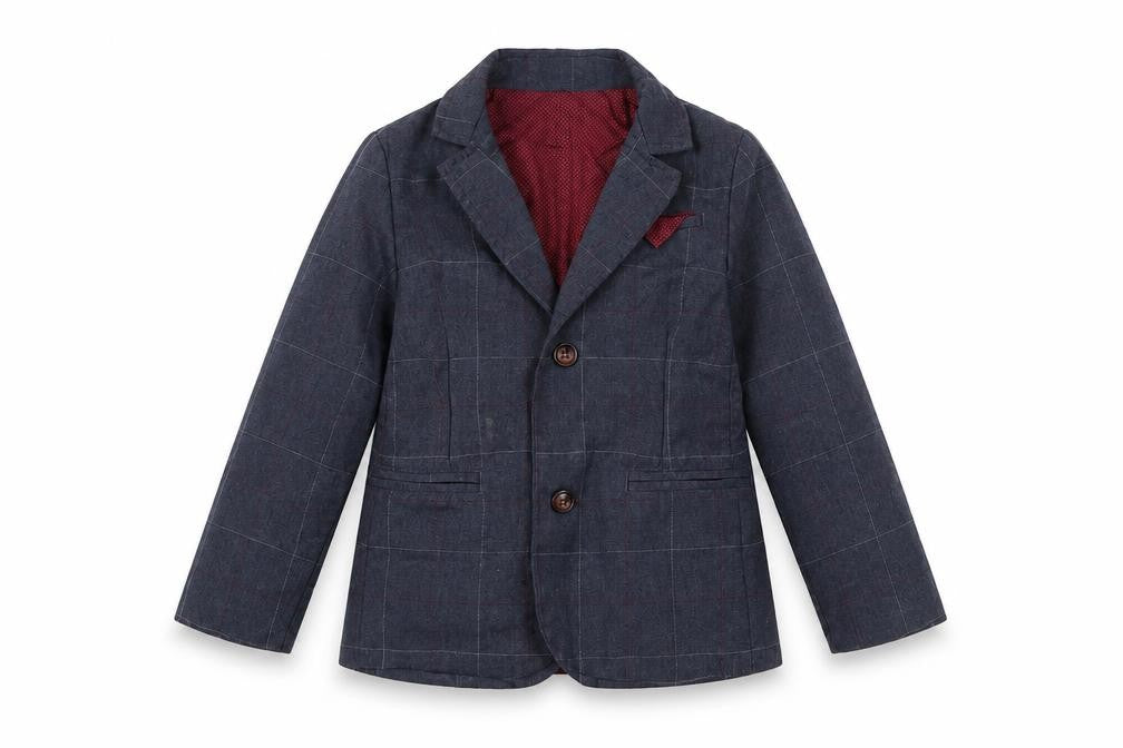 Cat & Jack Boys Blue Check Blazer 4 Years Single-Breasted Jacket