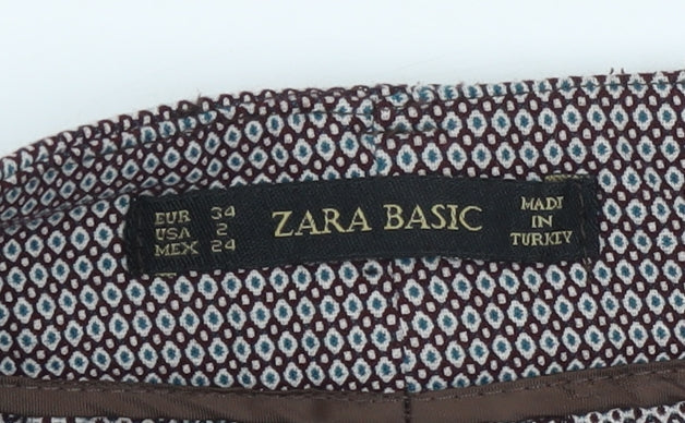 Womens UK Size 6 Zara Slim Fit Business Casual Workwear Brown Trousers