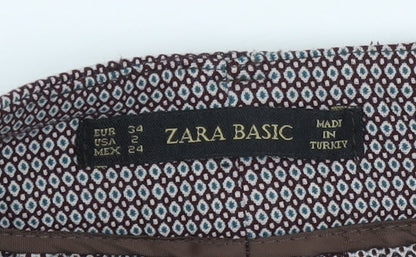 Womens UK Size 6 Zara Slim Fit Business Casual Workwear Brown Trousers