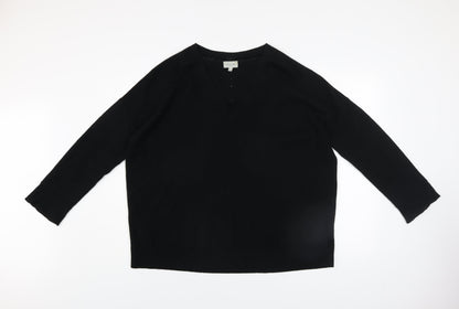 Jigsaw Women's Black 100% Wool V-Neck Jumper Size M