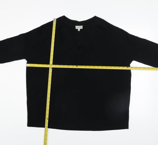 Jigsaw Women's Black 100% Wool V-Neck Jumper Size M