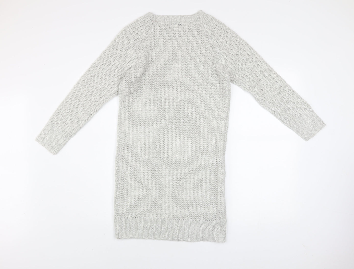 Boohoo Women's Grey Knit Jumper Dress Size 10 Long Sleeve