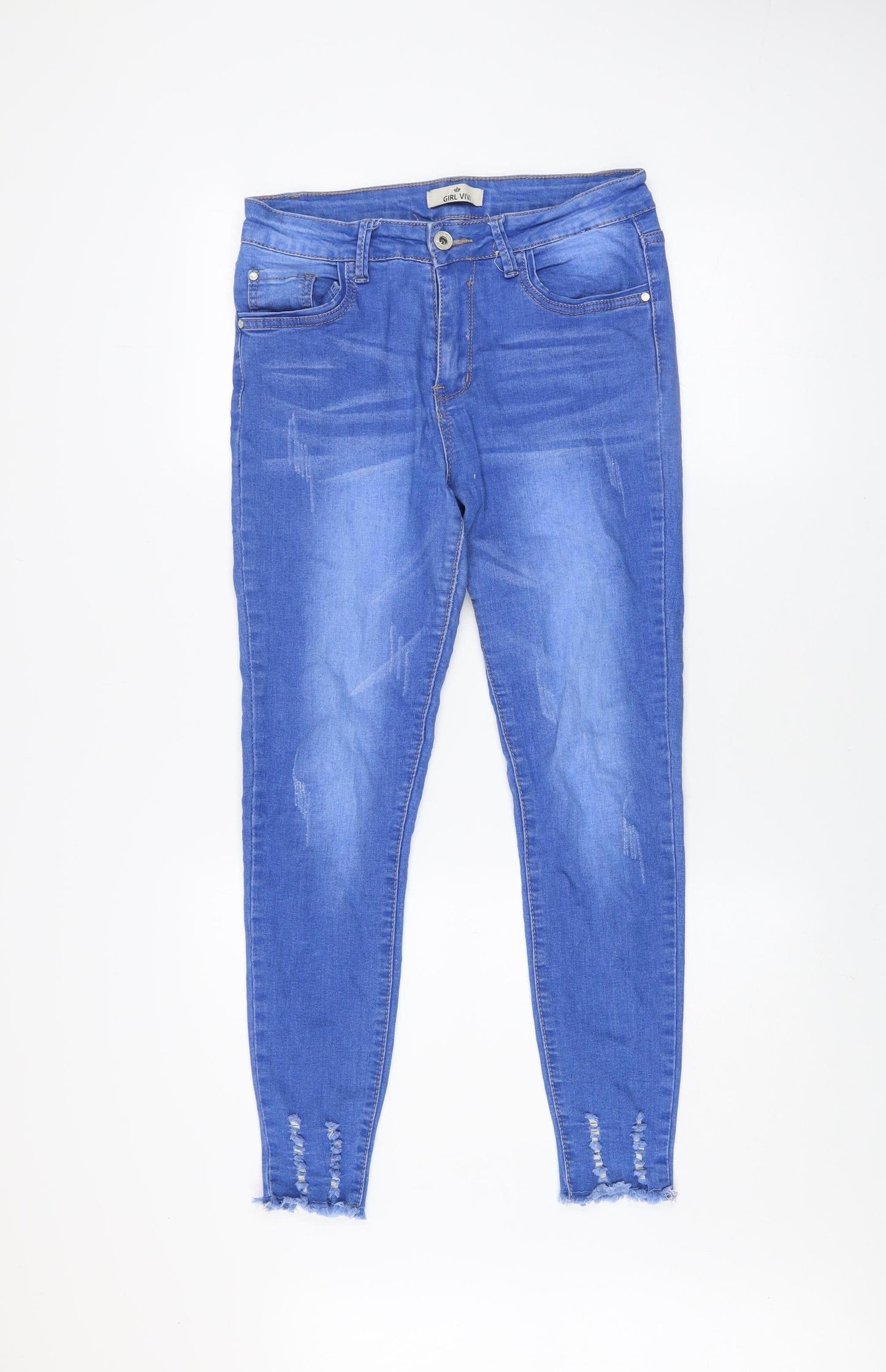 Womens UK Size 12 GIRL VIVI Slim Fit Skinny Blue Jeans