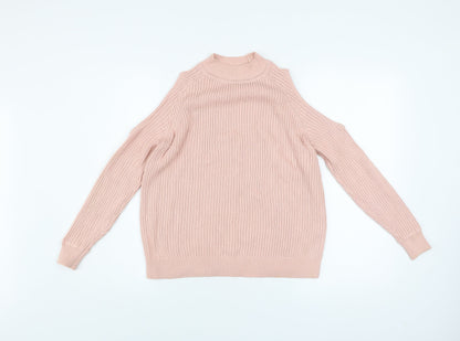 H&M Divided Women’s Pink Cold Shoulder Knit Jumper Size 8