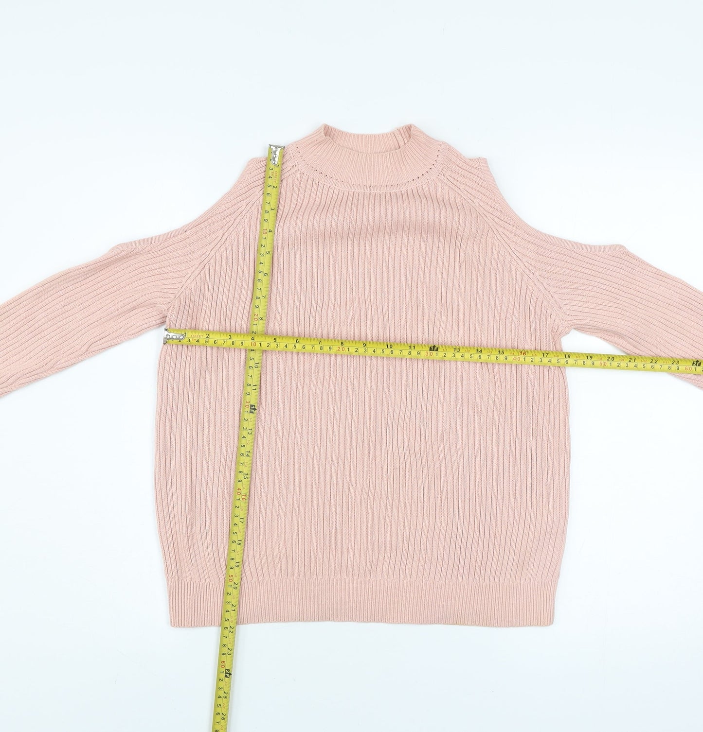 H&M Divided Women’s Pink Cold Shoulder Knit Jumper Size 8