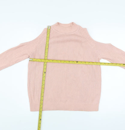 H&M Divided Women’s Pink Cold Shoulder Knit Jumper Size 8