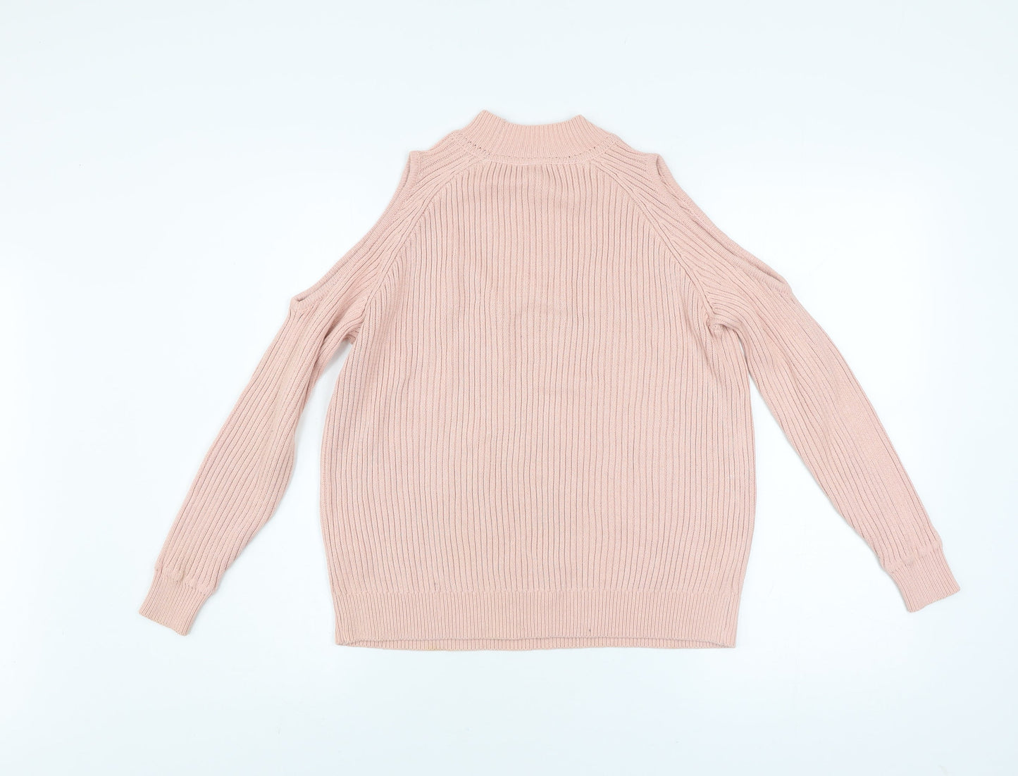 H&M Divided Women’s Pink Cold Shoulder Knit Jumper Size 8