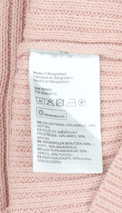 H&M Divided Women’s Pink Cold Shoulder Knit Jumper Size 8