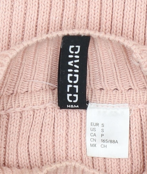 H&M Divided Women’s Pink Cold Shoulder Knit Jumper Size 8