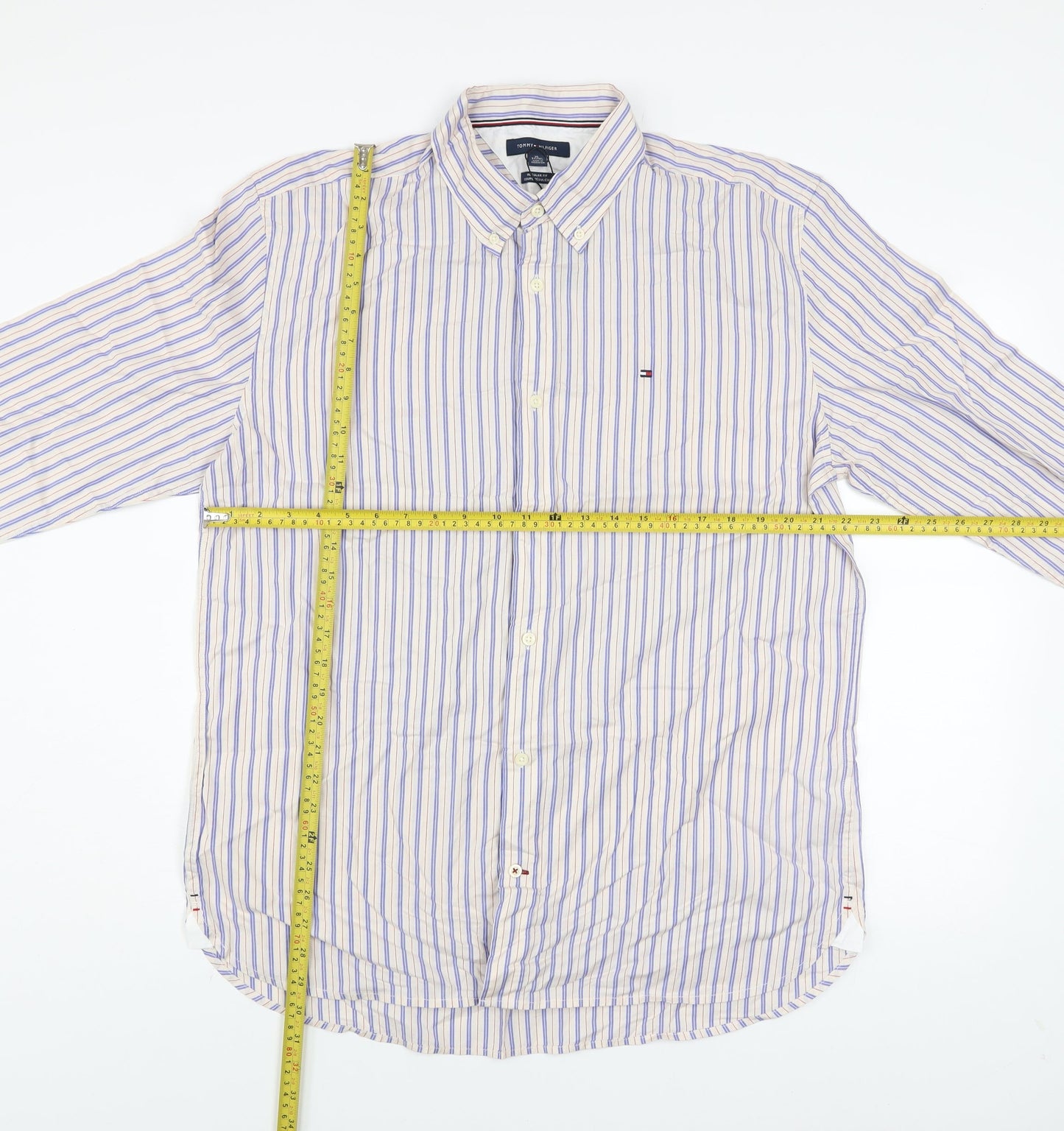 Tommy Hilfiger Men's Multicoloured XL Regular Fit Striped Cotton Shirt