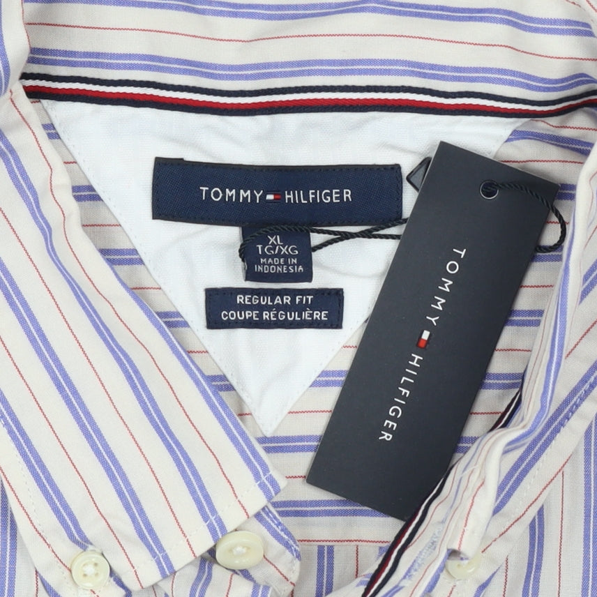 Tommy Hilfiger Men's Multicoloured XL Regular Fit Striped Cotton Shirt