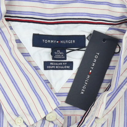 Tommy Hilfiger Men's Multicoloured XL Regular Fit Striped Cotton Shirt