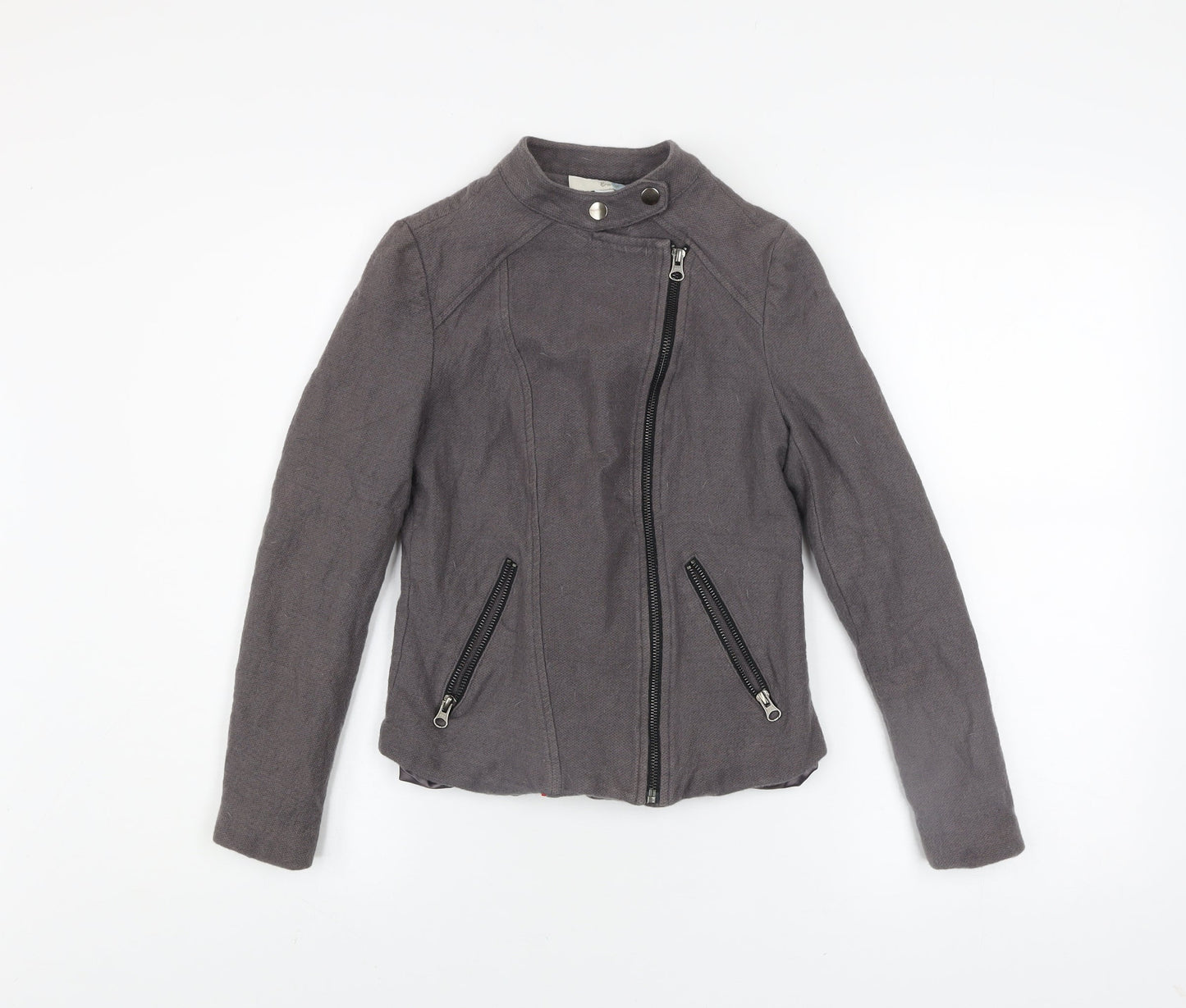 Boden Women’s Grey Cotton Wool Biker Jacket Size 8 Regular