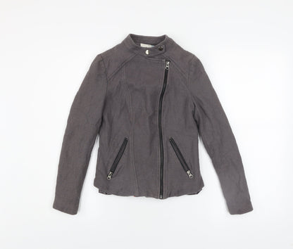 Boden Women’s Grey Cotton Wool Biker Jacket Size 8 Regular