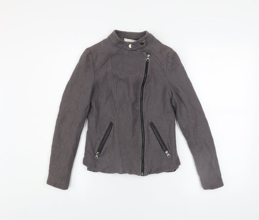 Boden Women’s Grey Cotton Wool Biker Jacket Size 8 Regular