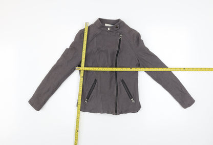 Boden Women’s Grey Cotton Wool Biker Jacket Size 8 Regular