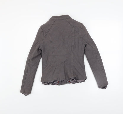 Boden Women’s Grey Cotton Wool Biker Jacket Size 8 Regular