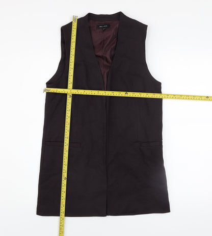 New Look Women Brown Long Waistcoat Size 8 Lined Open Front