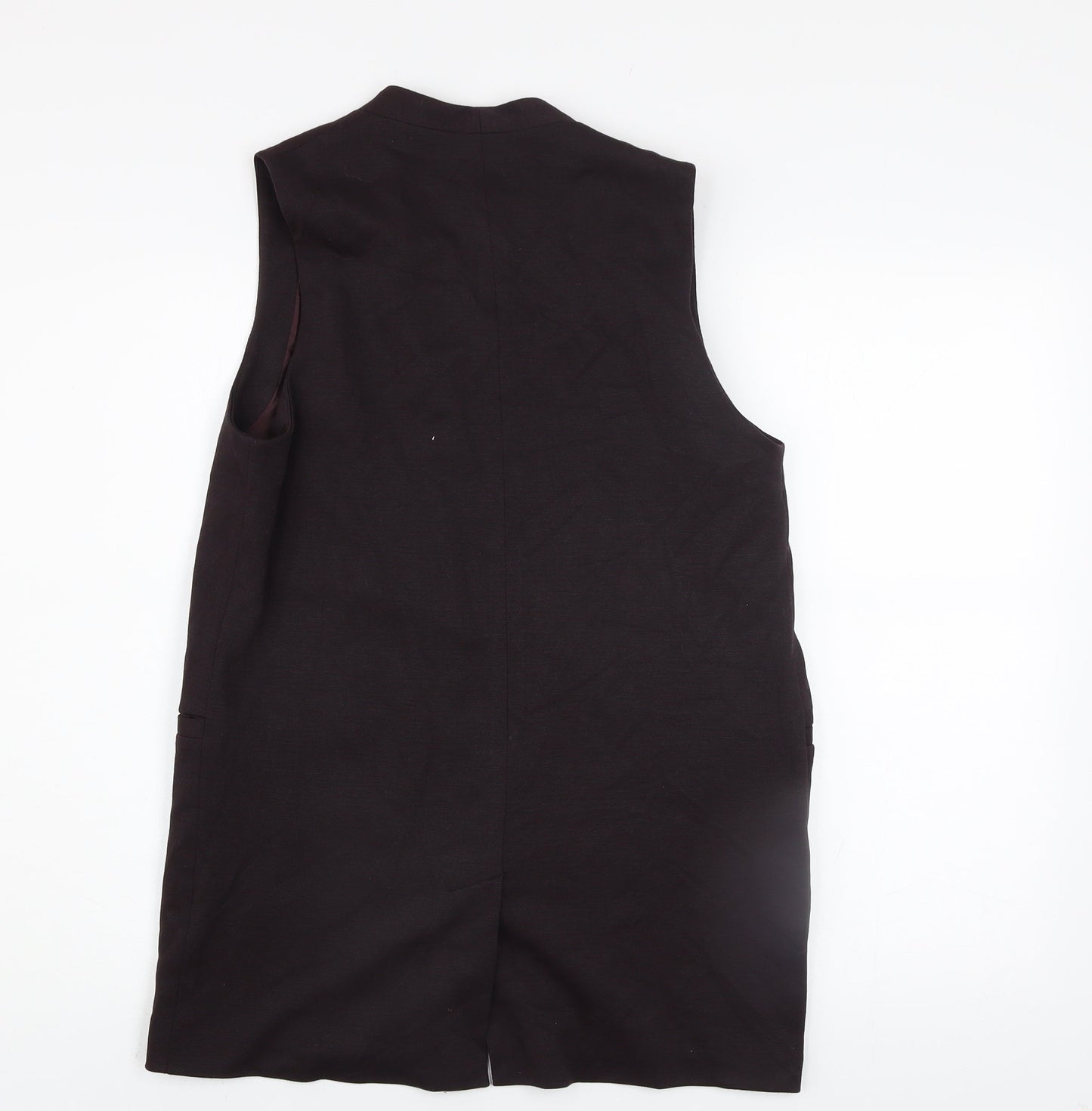 New Look Women Brown Long Waistcoat Size 8 Lined Open Front